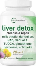 Liver Detox, 240 Veggie Capsules | 20-in-1 Advanced Support Complex with Milk |