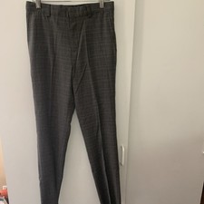 Ralph Lauren Plaid Dress Pants Boys M 12R 10/12 Gray Multi Zip 26x29 ab14