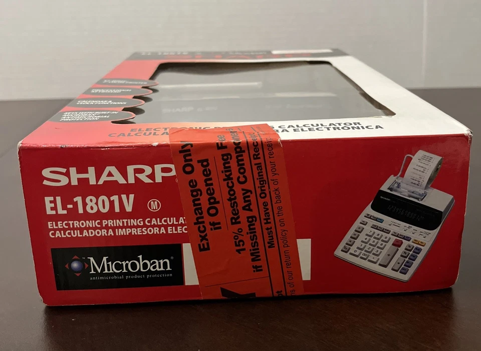 Sharp EL-1801V Microban Electronic Printing Calculator With 6 Paper Rolls - New - Image 4 of 4