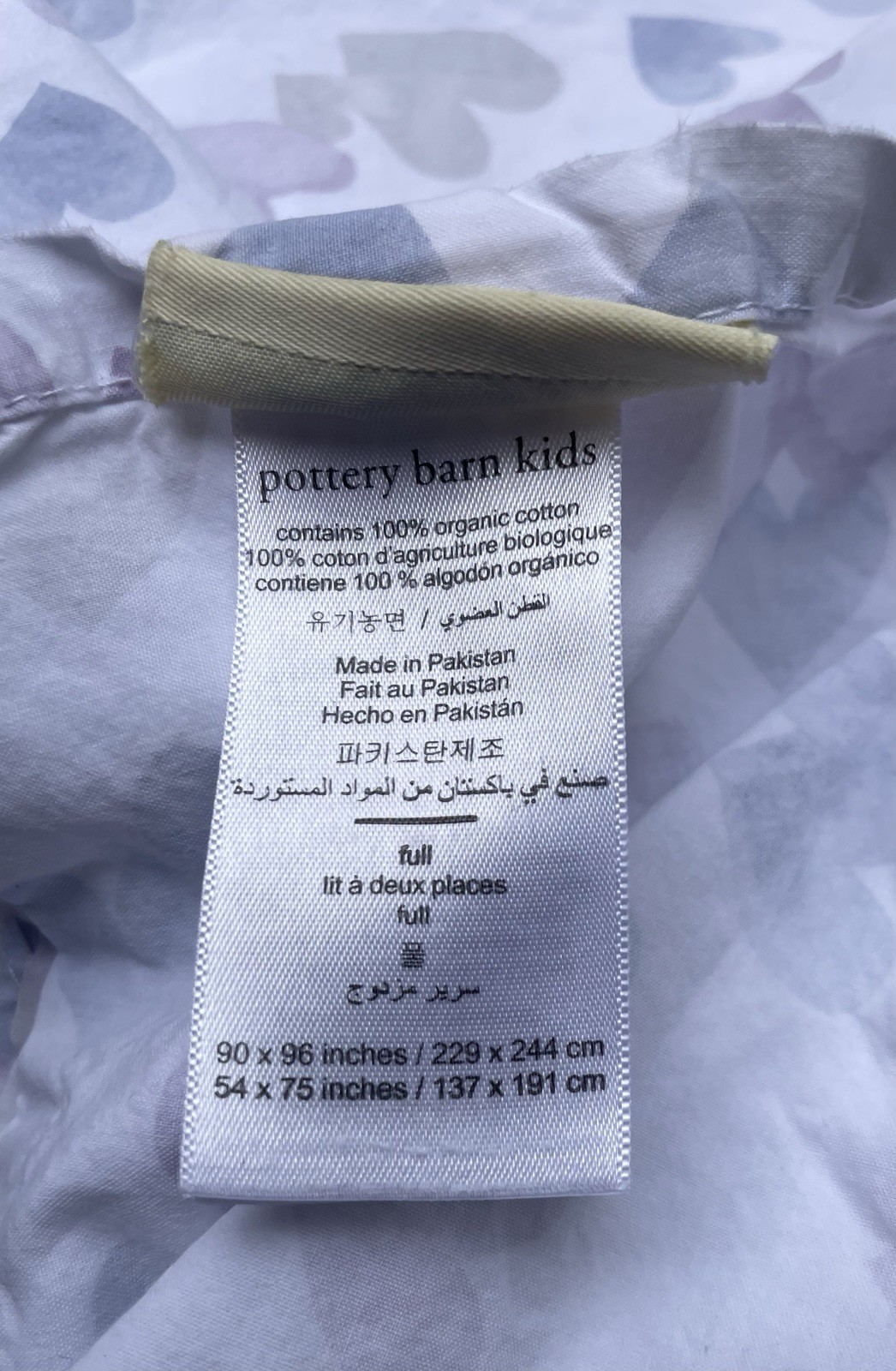 Pottery Barn Kids Retro Heart Organic Full Flat Sheet & 1 Standard Pillowcase