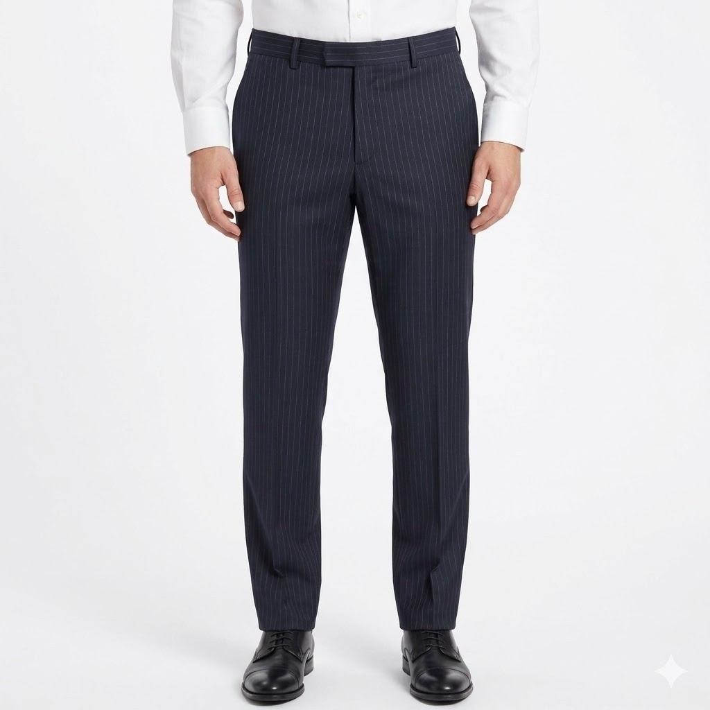 Guabello Biella Italy Wool Pinstripe Suit Pants Men 33x30 Navy