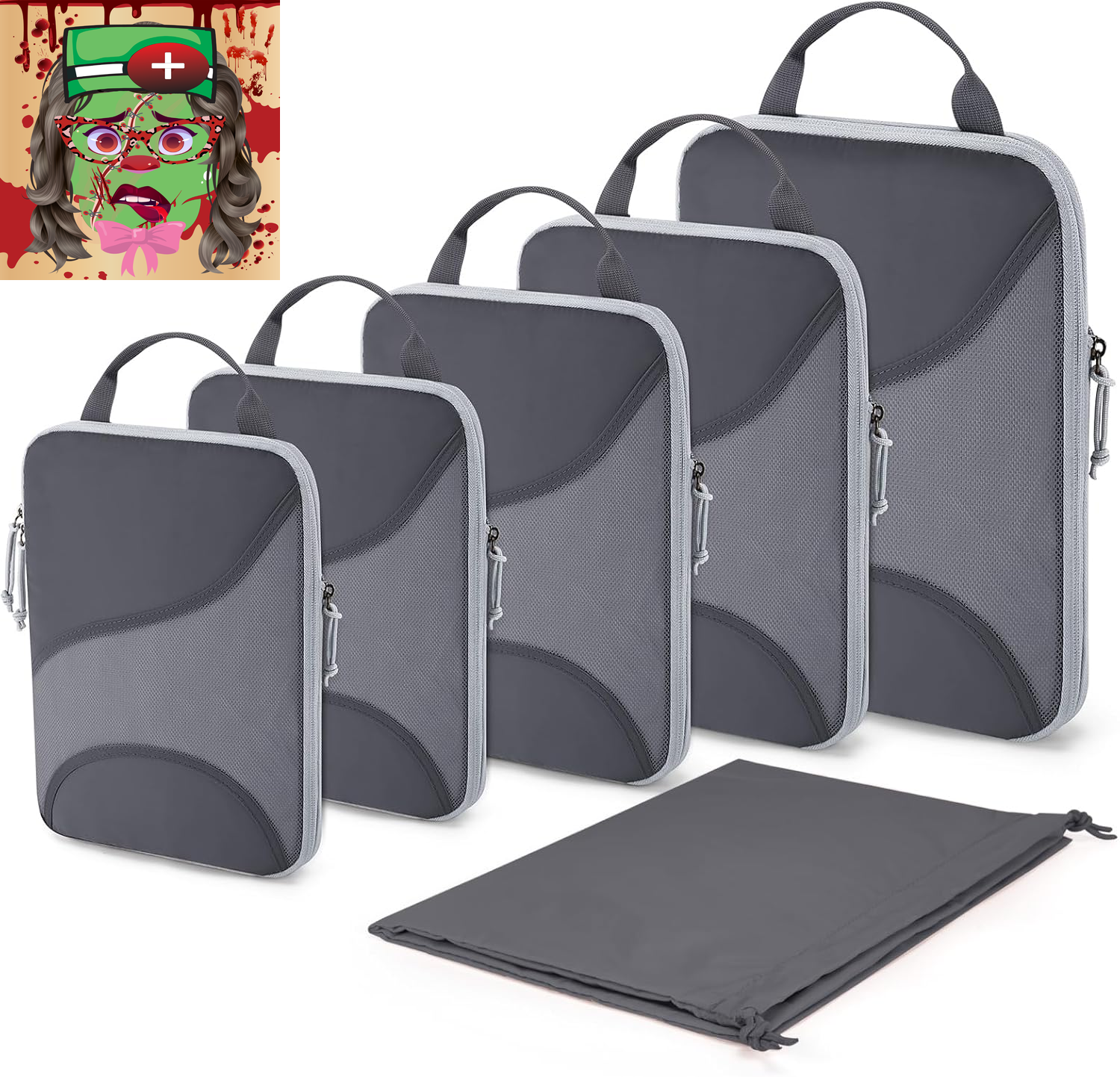 Compression Packing Cubes for Travel, 6 Set Travel Packing Cubes for Suitcases-image