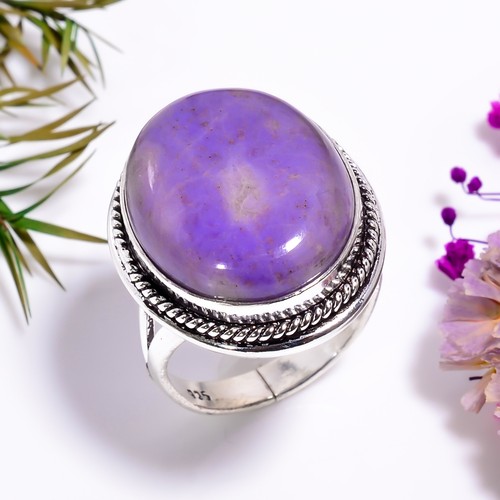 Sugilite Gemstone Vintage Handmade 925 Silver Plated Ring Adjustable GSR-11304