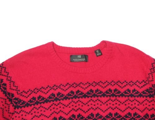 Scotch & Soda Lambswool Nylon Crewneck Sweater Red Black Men's Size SLIM XL - Picture 3 of 3