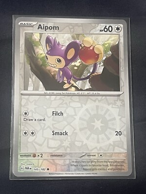 Aipom 145/182 Reverse Holo Common Scarlet & Violet: Paradox Rift Pokemon TCG NM