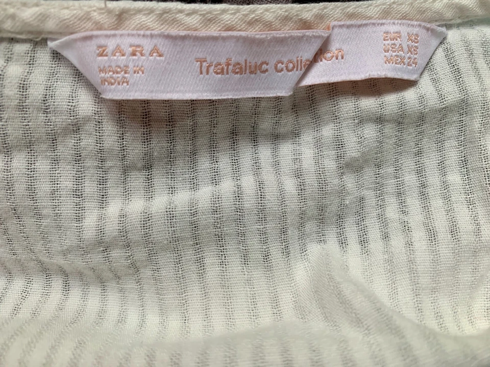 ZARA Tunic Top XS White & Red Cotton Tasselled Embroidered Long Sleeve - Image 3 of 4