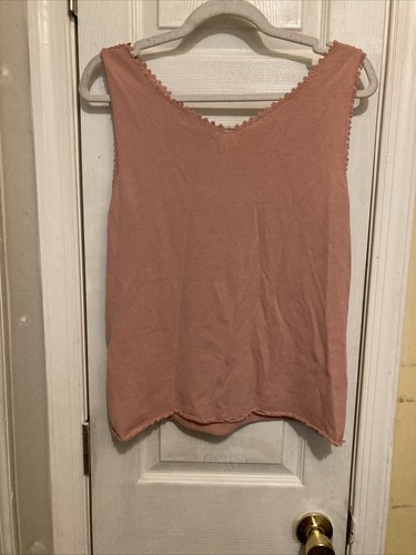 Dressbarn Pink Sleeveless Pullover Tank Top Size L Polyester V-Neck Collarless - Picture 4 of 6