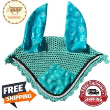 SG Crystal Horse Fly Bonnet Fly veil Ear Bonnet Fly Veil Cotton Crochet Handmade