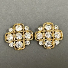 Gold-tone Metal Rhinestones Shank Buttons Lot of 2