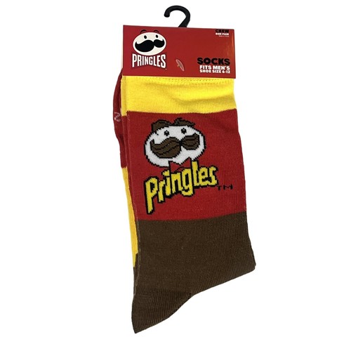 Pringles Potato Chips Socks Men Red Brown Crazy Fun Crew One Pair