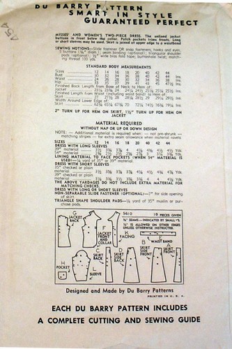 Vintage 1943 DU BARRY Ladies Fashion Two Piece Dress Pattern Size 14, Bust 32 - Picture 4 of 8