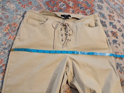 NEU Forever 21 Jrs Large Wms Medium Schnürung Detail beige Schlaghose hellbraun Hippie - Bild 10 von 12