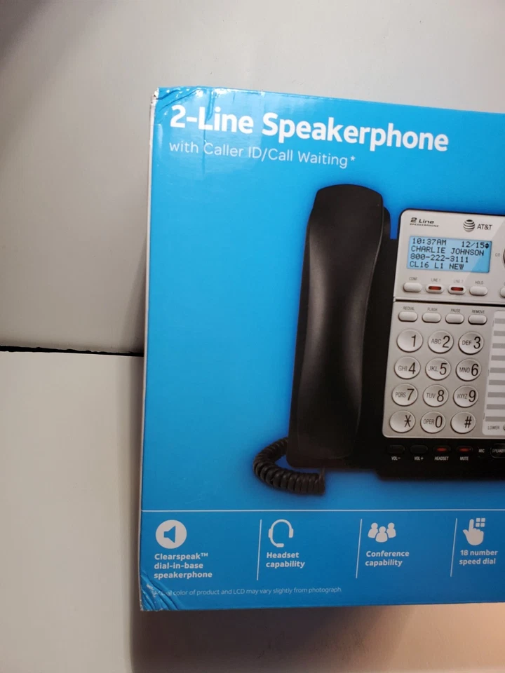New AT&T ML17928 2-Line Corded Phone Black/Silver 424673 Free Shipping! - Image 2 of 4