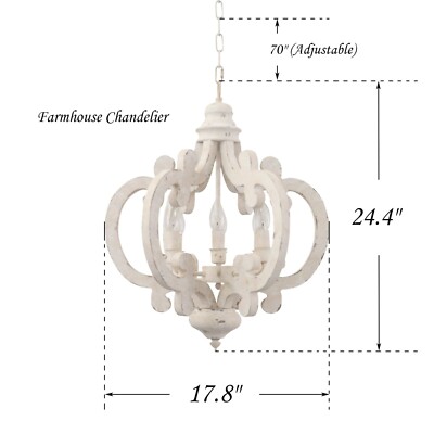 Oaks Aura French Country Cottage Crown Wood Chandelier - Distressed White