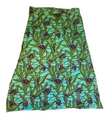 Handmade Veritable Wax Print Fabric African Skirt - 32" Length Aqua Green Purple