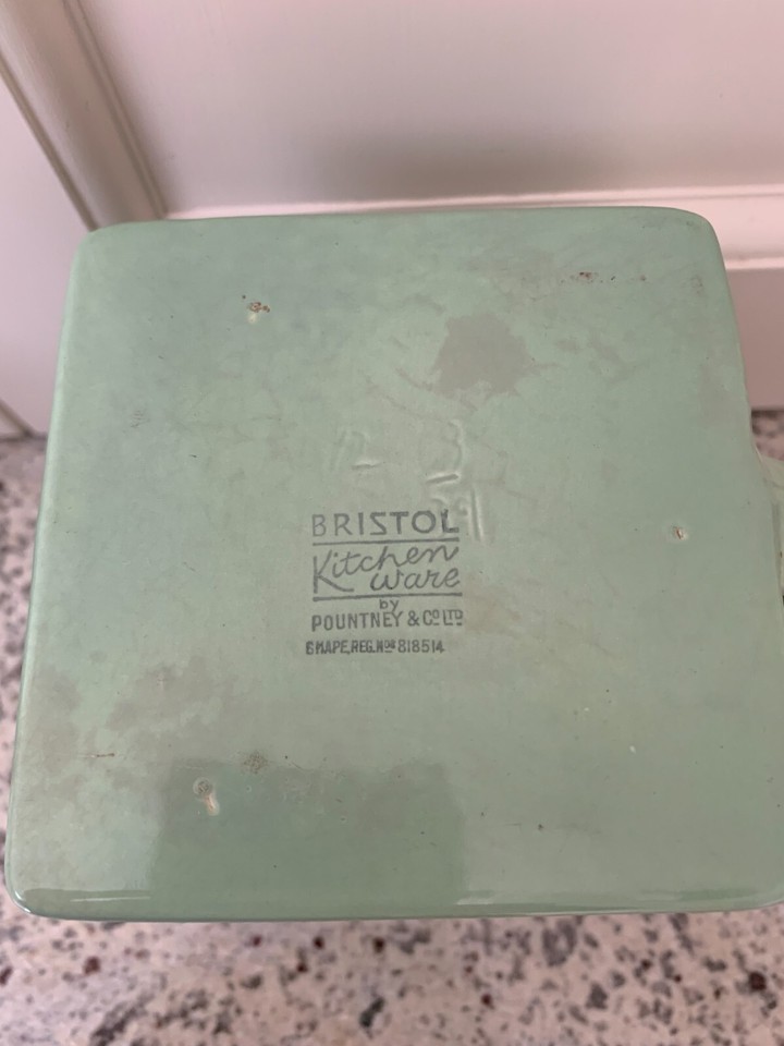 Bristol Pountney Vintage Kitchen Ware Storage Jar Green BARLEY eBay