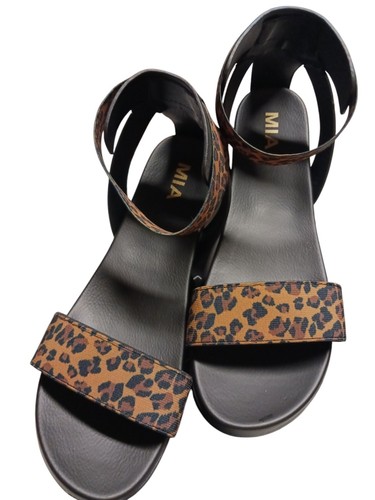MIA Lydia black & brown cheetah elastic Sandals size 9 New w/ box summer beachy - 第 1/7 張圖片