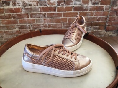 Steve Madden Napa Natural Comfort Rose Gold Leather & Mesh Lace up Sneakers Sale