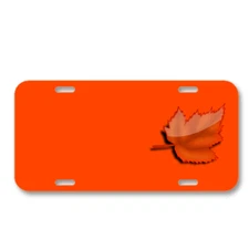 Maple Autumn Fall Leaf Orange On License Plate Car Front Add Names