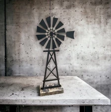 Farmhouse Metal Windmill Stand Farm Art Country Style Decor Wind Mill Gift Ideas