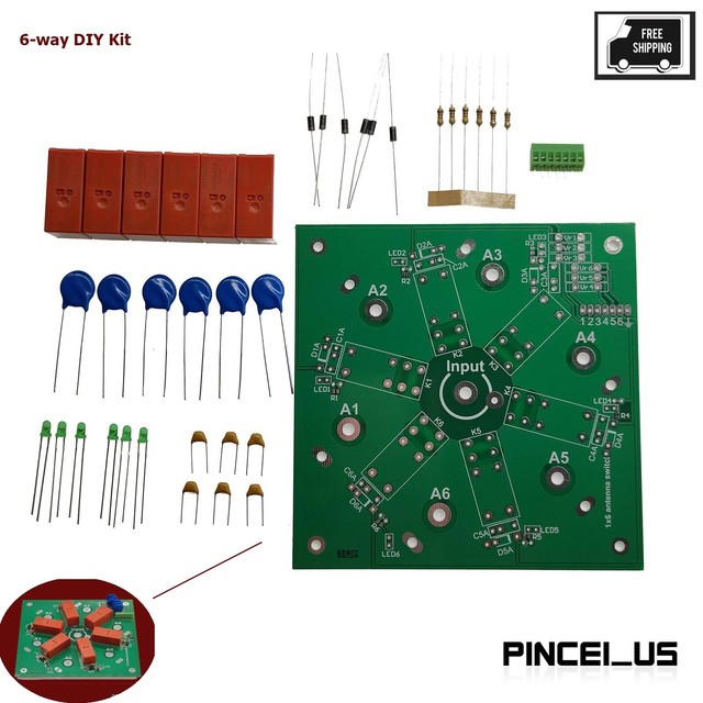 6way DIY Kit 61 Coax Remote Antenna Switch SO239 1.8MHz60MHz pc66