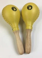 Salsa Maracas Yellow 5d2. Matched Pair 10-1/2” long.