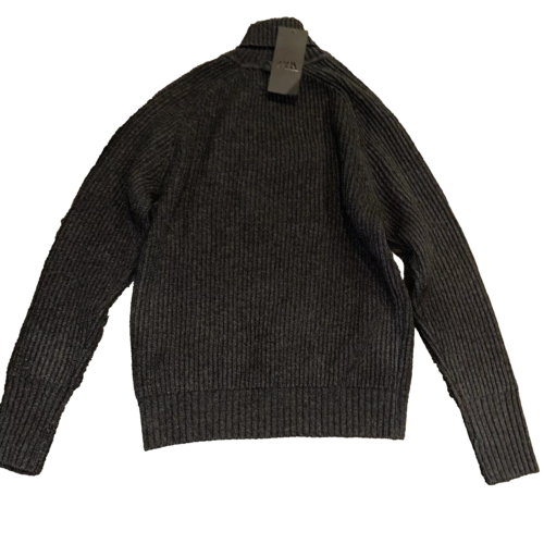 ZARA $399 Cashmere Rib Thick Knit Dark Grey Turtleneck Sweater Sz M NWT 0693/301 - Picture 19 of 24