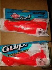 Lot of 2 Bags =8 BERKLEY GULP SALTWATER GSG6-SR 6 INCHS GRUB SALMON RED
