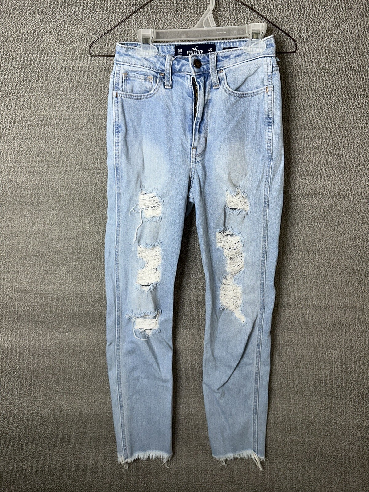 Hollister Ultra High Rise Mom Jeans Women's Size 00R/W23xL27 Blue Distressed-image