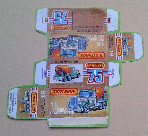 Template for Repro Box Matchbox Superfast No. 19 Peterbilt Cement Truck