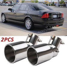 2x Chrome Car Exhaust Pipe Tip Rear Tail Throat Muffler For Lincoln Ls 2000-2006