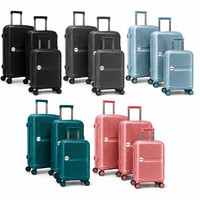 Suitcase Set of 3 PP Cabin Hard Shell Luggage Travel Trolley 4 Wheel Lightweight