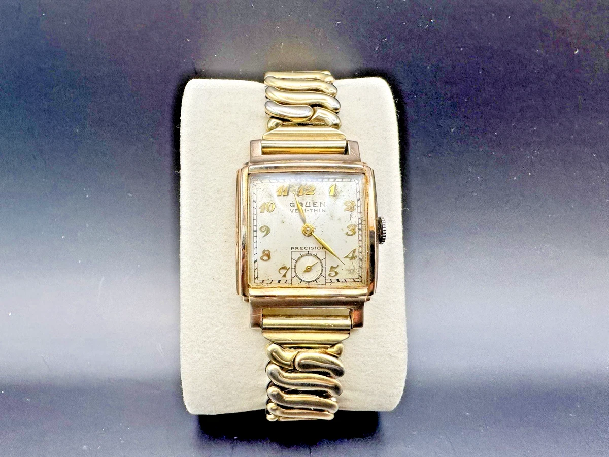 Gruen Vintage Ladies Mechanical Watch 17 Jewel Gold Tone Square Textured Band Sold out ❌ Opulent vintage ladies main image 2