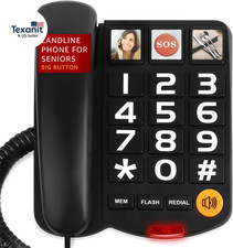 Big Button Phones for Seniors, Black Corded Landline Phone with 3 One-Touch Dial