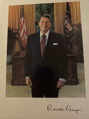 Autographed Litho Ronald Reagan (1911-2004) US President /// Autogramm Autograph