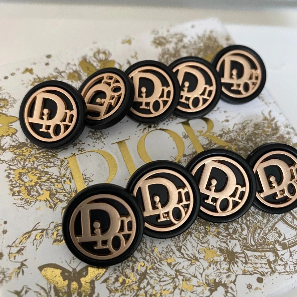 Set 5 Knöpfe Schwarz Gold Ø 30mm Gestempelt Christian Dior Ersatzknöpfe Knöpfe - Bild 2 von 4