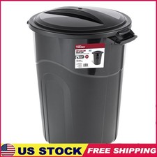 32 Gallon Heavy Duty Plastic Garbage Can W/ Click Lock Lid  Easy Handles New