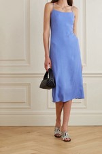 Reformation Women's Dover Crepe Midi Dress Blue Sz 0 Viscose Spaghetti Strap
