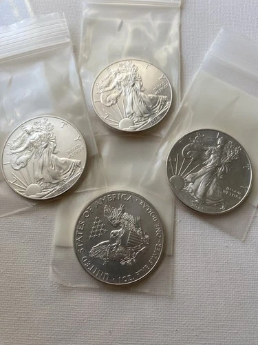 4 Four 2014 American Silver Eagle Coins ~ 1 ounce .999 Pure Silver ~ BU EX