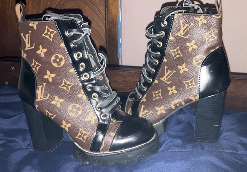 Louis Vuitton Star Trail Ankle Boots Size 36 (US-5.5) Cocoa Brown Black Monogram