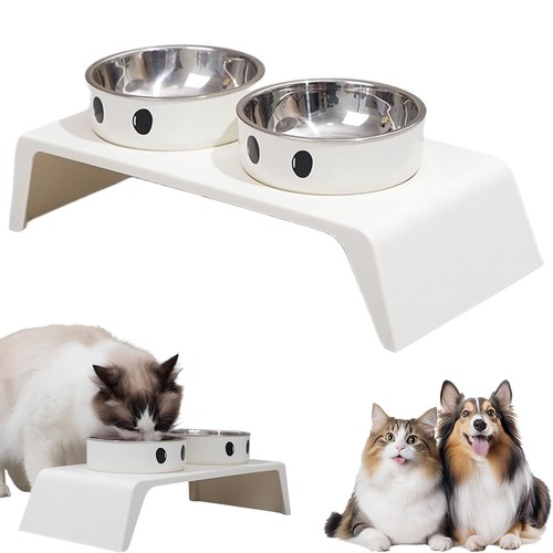 Double Bowl Pet Feeder Bowl Raised Dog Bowl Stainless Steel Cat Food Water Bowls
