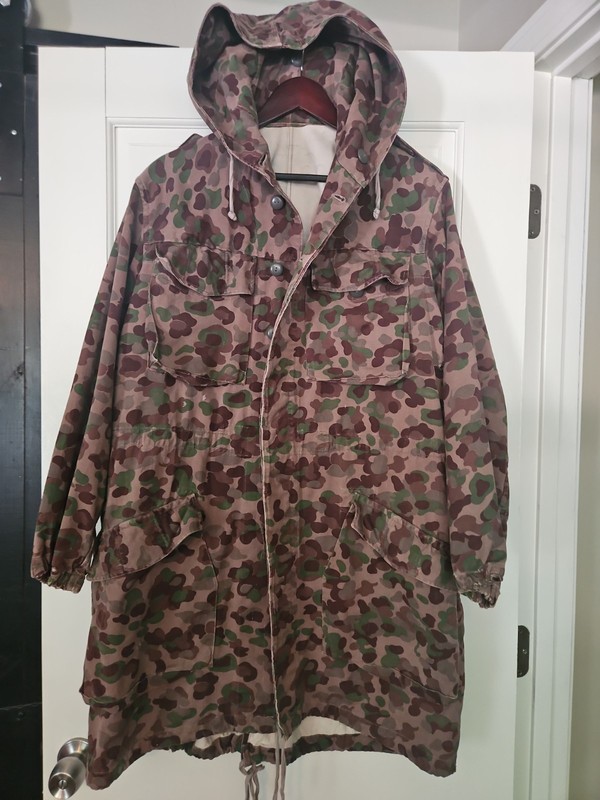 VINTAGE Austrian Army KAZ Pea Dot Camo Parka Coat Austria 1960 Mens Large Jacket