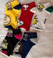 NEW Peanuts Snoopy Ankle Socks Gift Lot 5 Pairs Woodstock Charlie Brown Sally