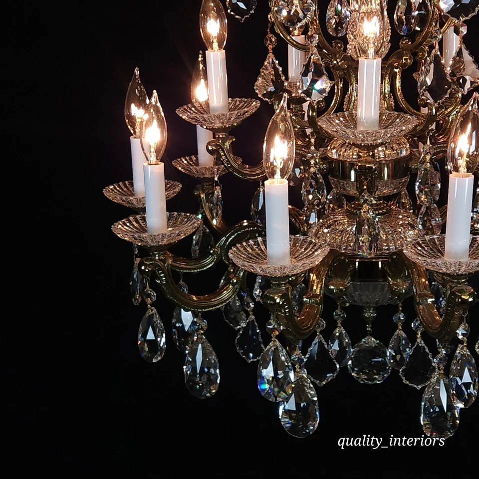 Lámpara de araña Schonbek de cristal de plomo de corte de 15 brazos brillantes 26" de ancho x 29" de profundidad Foto 4 de 4