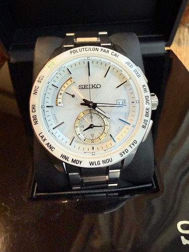 SEIKO BRIGHTZ Radio Wave Solar White Bezel Radio Clock