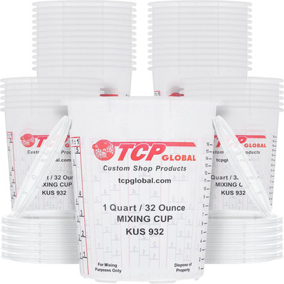 Paint Mixing Cups, 32-Ounce (36 Pack) - Plastic Measuring Cups for Liquids, Auto