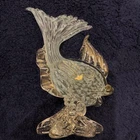 Vintage Italian Murano Hand Blown Glass Fish.  Sculpture, 9.5", Art Studio Gold