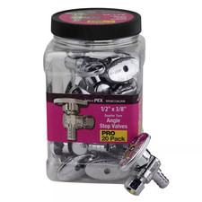 1/2 In. PEX-B Barb X 3/8 In. Compression Brass Quarter-Turn Angle Stop Valve Jar