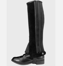 Tough 1 Equitare Black Pre-shaped Suede Leather Half Chaps Size XL