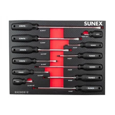SUNEX Phillips® & Slotted Magnetic 12 Piece Screwdriver Set in EVA Foam